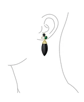 Bling Jewelry Fashion Multi Color Cluster Accent Wire Wrap Large Pointed Pear Shape Natural Green White Black Onyx Teardrop Drop Earrings Yellow Gold