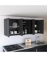 Depot E-shop Oceana 150 Wall Double Door Cabinet With Glass, Four Interior Shelves, Glass
