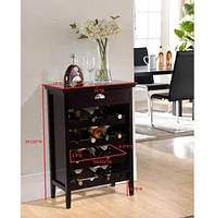 Kings Brand Furniture Florence Wooden Wine Rack Cabinet with Drawer