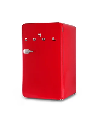 Commercial Cool 3.2 Cu. Ft. Refrigerator With Freezer, Vintage Style Refrigerator, Slide-Out Glass Shelves & Tall Bottle Storage, Retro Fridge