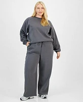 Planet Heart Trendy Plus Size Crochet Trim Sweatshirt Sweatpants