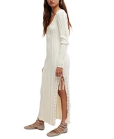 Free People Women's Heart Of Gold Long-Sleeve Knit Midi Dress