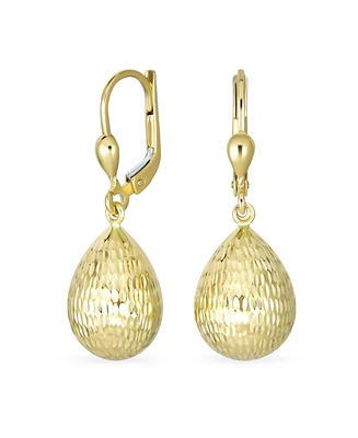 Bling Jewelry Classic Real 14K Yellow Gold Teardrop Drop Dangle Earrings