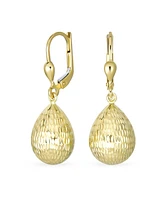 Bling Jewelry Classic Real 14K Yellow Gold Teardrop Drop Dangle Earrings