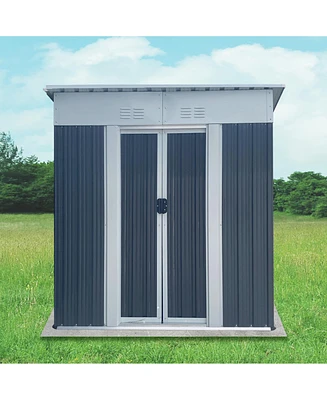 Simplie Fun 5FTx3FT Pent Roof Grey Outdoor Tool Bike Storage Garden Shed With Aluminum Alloy Frame And Sliding Door