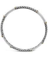 Devata Bali Filigree Bangle Bracelet in Sterling Silver and 18K Gold, Fit Medium to Large Wrist