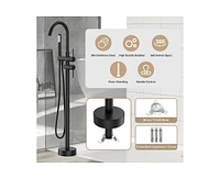 Gaomon Freestanding Bathtub Faucet Floor Mount Tub Filler,Standing High Flow Shower Faucets with Handheld Shower Mixer Taps Swivel Spout