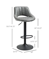 Streamdale Furniture Bar Stools Set of 2, Swivel Bar Height Barstools Chairs with Adjustable Height, Round Heavy Metal Base, and Footrest, Gray