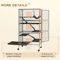 63" 6-Tier Small Animal Cage, Ferret Cage, Large Chinchilla Cage with Hammock Accessory & Heavy-Duty Steel Wire, Small Animal Habitat with 6 Door