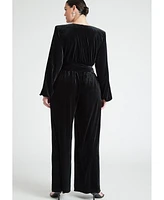 Eloquii Plus Velvet Wide Leg Jumpsuit