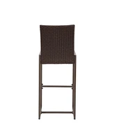 Streamdale Furniture Transitional Outdoor Wicker Barstools With Powder-Coated Iron Frame (Set Of 2)