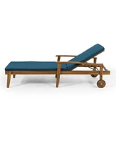 Streamdale Furniture Premium Acacia Wood Chaise Lounge With Adjustable Seating And Water-Resistant Cushions