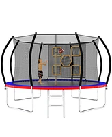 14FT Trampoline, Outdoor Trampolines for Kids and Adults, Recreational Trampoline with Enclosure Net & Ladder, Round Trampoline Astm Approved