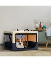 Streamdale Furniture Dog Crates for Dogs, Adjustable Fabric Cover by Spiral Iron Pipe, Strengthen Sewing Dog Travel Crate 3 Door Design