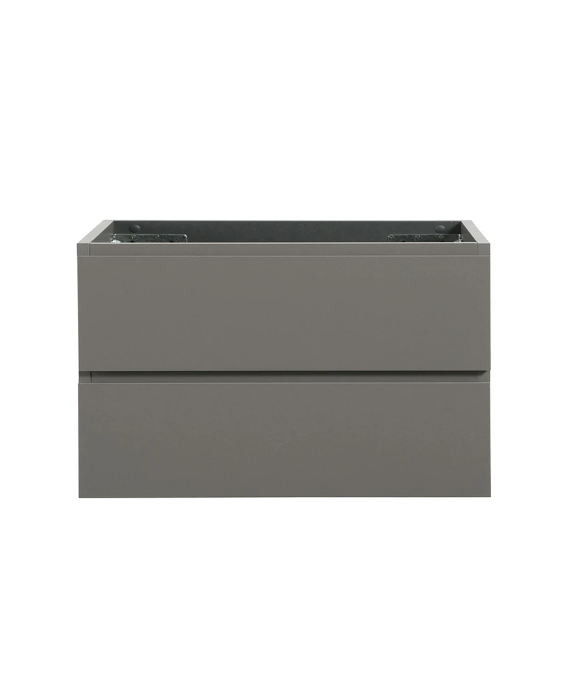 Streamdale Furniture Wall mount cabinet Without basin, Gray color, With two drawers, Pre-assembled