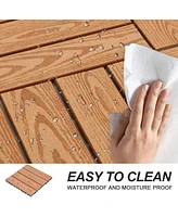 Wood Plastic Composite Deck Tiles Set of 20pcs, Composite Decking Resist Rust, Water, Weather, Easy to Diy & Maintain, Indoor&Outdoor, Ideal for Patio