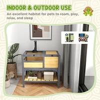 Streamdale Furniture Tortoise Habitat with Shelf Storage, Tortoise Enclosure with Weather Protection, Tortoise Gift Accessory, Reptile Enclosure with