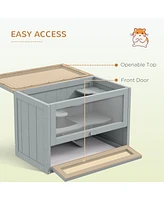 2-Level Hamster Cage Mice and Rat House, Small Animal Habitat for Guinea Pigs, Chinchillas with Openable Top, Front Door, Shelf and Ladder, Gray