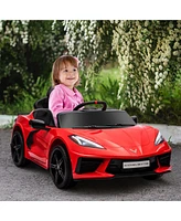 Simplie Fun Electric Car for Kids, 12V Chevrolet Corvette Licensed Kids Car with Parental Remote Control, Suspension System, Music, Horn, Headlight