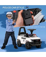 Simplie Fun Kids Push Ride On Car with Working Pa System and Horn, Police Truck Style Foot-to-Floor Sliding Car for Boys and Girls with Under