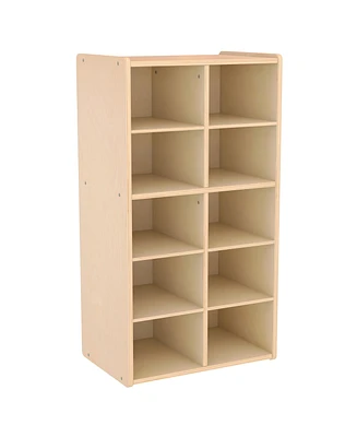 ECR4Kids Streamline 10 Cubby Tray Storage Cabinet, 5x2, Natural