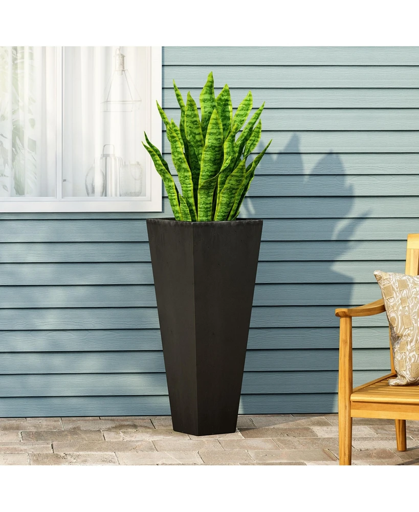 Simplie Fun 13" X 32.5" Outdoor Modern Mgo Cast Stone Planter, Black