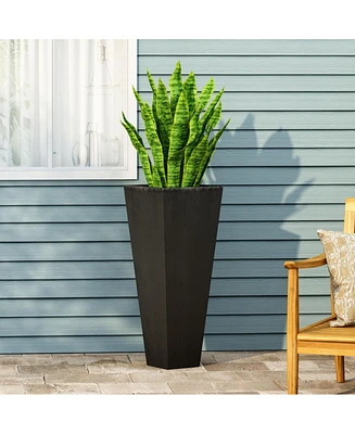 Simplie Fun 13" X 32.5" Outdoor Modern Mgo Cast Stone Planter, Black