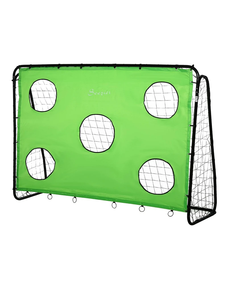 Simplie Fun 8 x 3ft Soccer Goal Target Goal 2 in 1 Design Indoor Outdoor Backyard with All Weather Polyester Net Best Gift