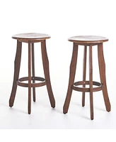 Acacia Wood Barstools: Stylish, Durable, Outdoor-Ready (Set Of 2)