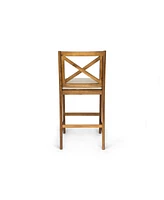 Acacia Wood Outdoor Barstools With Water-Resistant Cushions (Set Of 2)