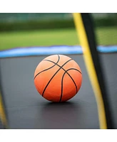 Streamdale Furniture 15FT Trampoline with Basketball Hoop Inflator and Ladder, 6pcs extra safety net pole sleeves- Blue