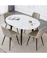 Streamdale Furniture Table and chair set.Modern Extendable Mdf Dining Table.The table has a telescopic design, suitable for gatherings of different si