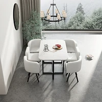 Simplie Fun Modern 7 Pieces Dining Table Set, Rectangle Dining Table with 6 Chairs for Dining Room, Kitchen