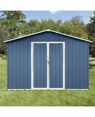 Streamdale Furniture Metal garden sheds 10ftx12ft outdoor storage sheds blue