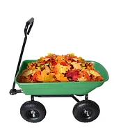 Streamdale Furniture Garden Dump Cart with Steel Frame Outdoor Wagon with 10 Inch Pneumatic Tires, 55L Capacity, Green