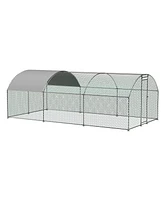 Large Chicken Coop Metal Chicken Run with Waterproof and Anti-uv Cover, Dome Shaped Walk-in Fence Cage Hen House for Outdoor and Yard Farm Use, 1"
