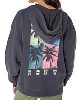 Roxy Juniors' Lineup Fleece Logo Oversized Zip Hoodie