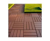 Streamdale Furniture 44 Pack Plastic Interlocking Deck Tiles(Brown)