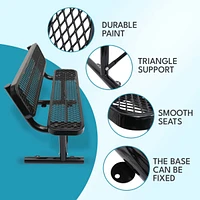 4 ft. Outdoor Steel Bench with Backrest in Black