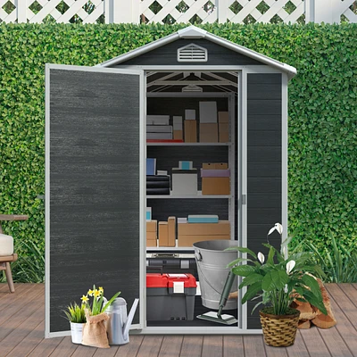 Simplie Fun 4x6ft Resin Outdoor Storage Shed Kit-Perfect to Store Patio Furniture, Black