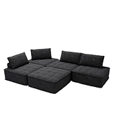 Simplie Fun Luxury Chenille L-Shaped Modular Sofa with Hidden Legs, Adjustable Cushions, and Spring Seats