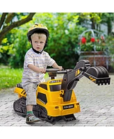 Streamdale Furniture 3 in 1 Ride on Excavator Bulldozer Road Roller, No Power Ride on Construction Pretend Play with Music, for 18-48 Months, Yellow