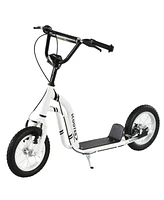 Streamdale Furniture Youth Scooter Front and Rear Caliper Dual Brakes 12-Inch Inflatable Front Wheel Ride On Toy For Age 5+, White