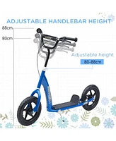 Kick Scooter for Kids 5-12 Years Old, Big Wheel Kids Scooter with Adjustable Height Handlebar, Non-slip Footplate, Rear Brake, Blue