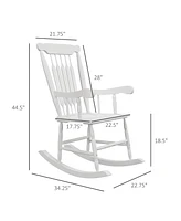 Outdoor Wood Rocking Chairs Set of 2, 350 lbs. Porch Rockers with High Back for Garden, Patio, Balcony, White