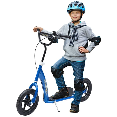 Streamdale Furniture Kick Scooter for Kids 5-12 Years Old, Big Wheel Kids Scooter with Adjustable Height Handlebar, Non-slip Footplate, Rear Brake, Bl