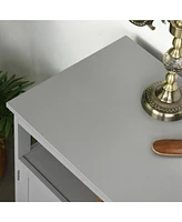 Sideboard Buffet Cabinet, Modern Kitchen Cabinet, Coffee Bar Cabinet with 2-Level Shelf and Open Compartment, Grey