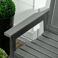 Outdoor Bench, 2-Person Park Style Garden Bench with All-Weather Hdpe, 704 lbs. Weight Capacity Porch Bench with Slatted Back & Armrests, Dark Gray