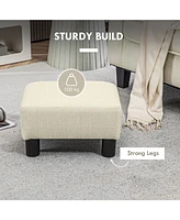 Ottoman Foot Rest, Small Foot Stool with Linen Fabric Upholstery and Plastic Legs, Cube Ottoman for Living Room