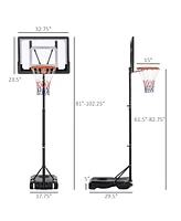 Streamdale Furniture Portable Basketball Hoop System Stand with 33in Backboard, Height Adjustable 5FT-7FT for Indoor Outdoor Use